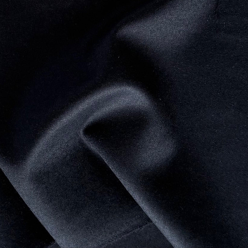 High-End Lighter Weight Inky Navy Stretch Wool Flannel (Made in Italy)