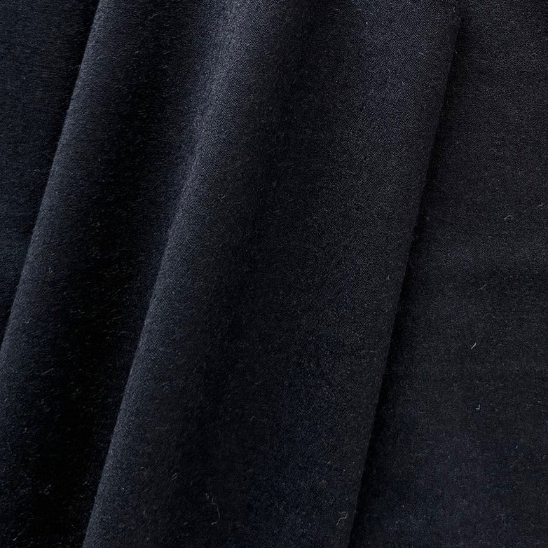 High-End Lighter Weight Inky Navy Stretch Wool Flannel (Made in Italy)