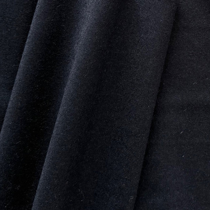 High-End Lighter Weight Inky Navy Stretch Wool Flannel (Made in Italy)