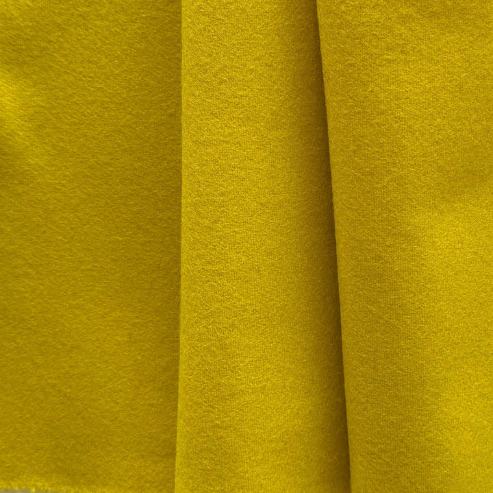 Bright Canary Yellow Wool Blend Melton Coating (Made in Italy)