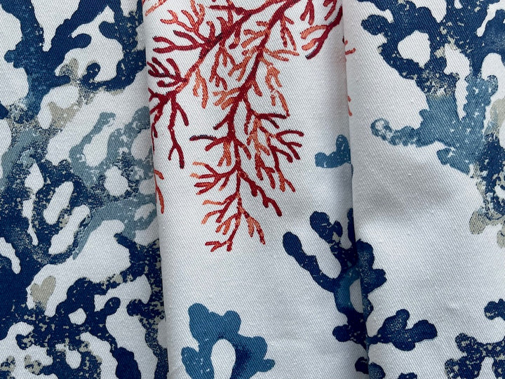 Underwater Coral Colony White Laminated Cotton (Made in France)