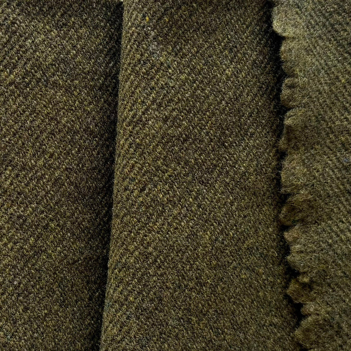 Mossy Undergrowth Cross-Woven Wool Twill (Made in Italy)