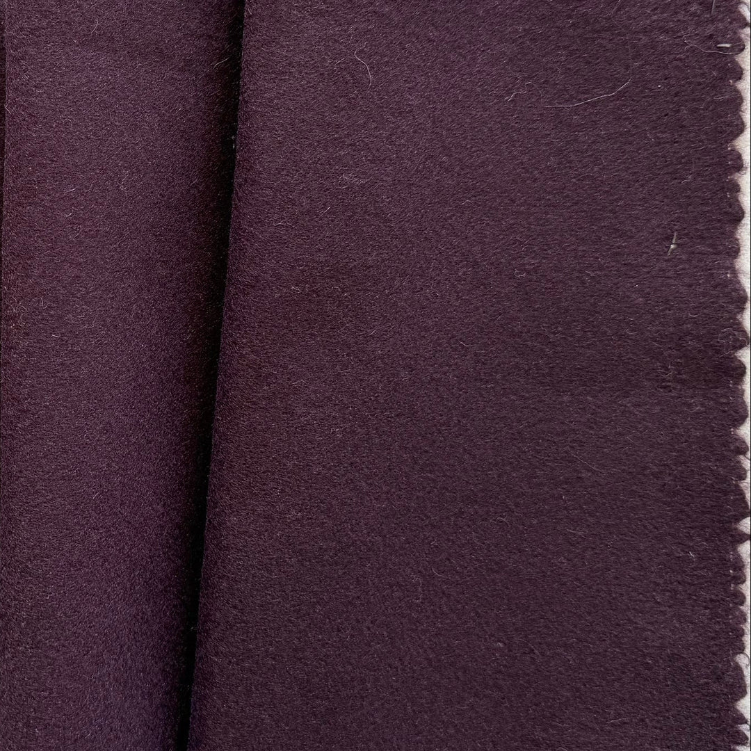 Italian Plum Wool Blend Melton Coating (Made in Italy)