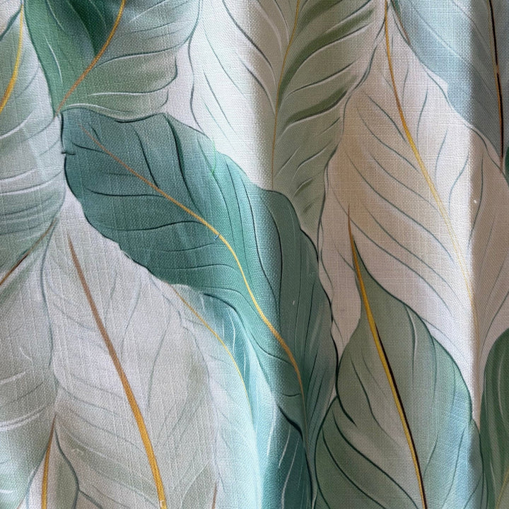 Softly Floating Seafoam Leaves Cotton Canvas (Made in India)