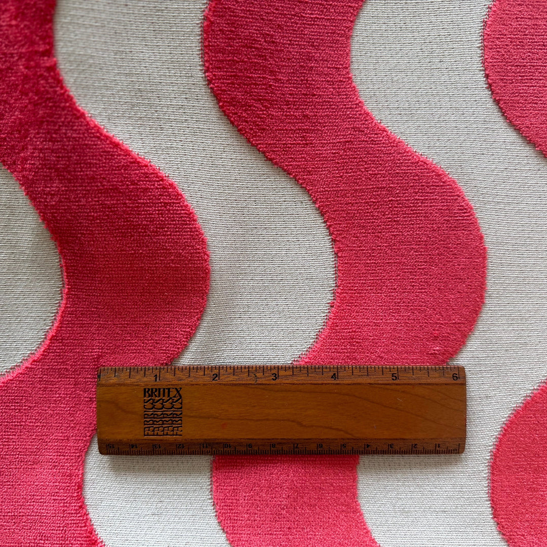 Bold Flamingo Velvet Waves on Natural Viscose Blend (Made in Belgium)