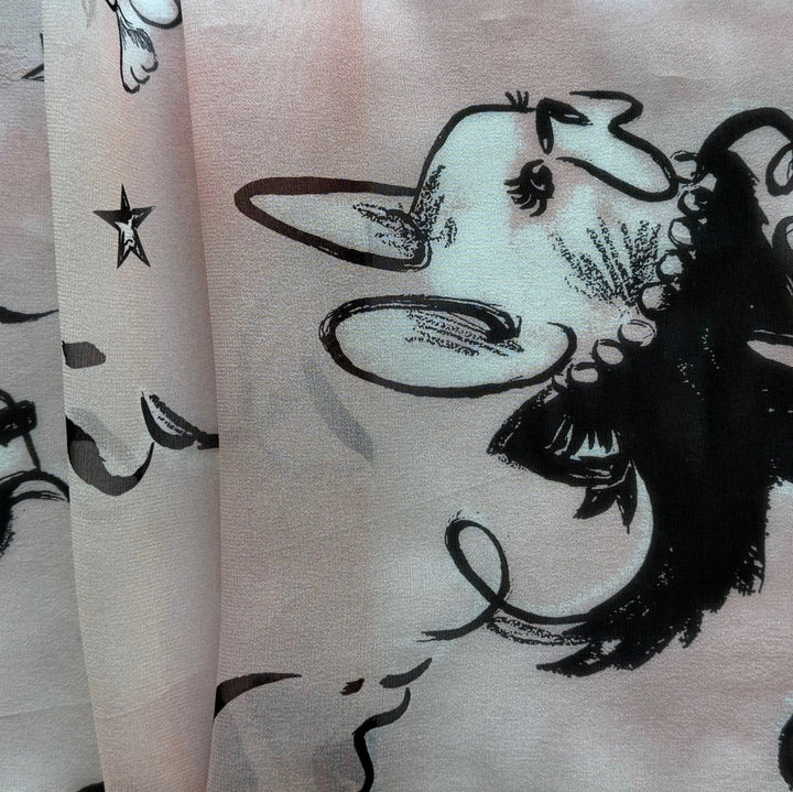 Semi-Sheer Bull Dog Drag Racers Pink Mist Silk Georgette (Made in Italy)