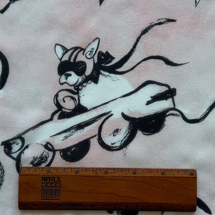 Semi-Sheer Bull Dog Drag Racers Pink Mist Silk Georgette (Made in Italy)