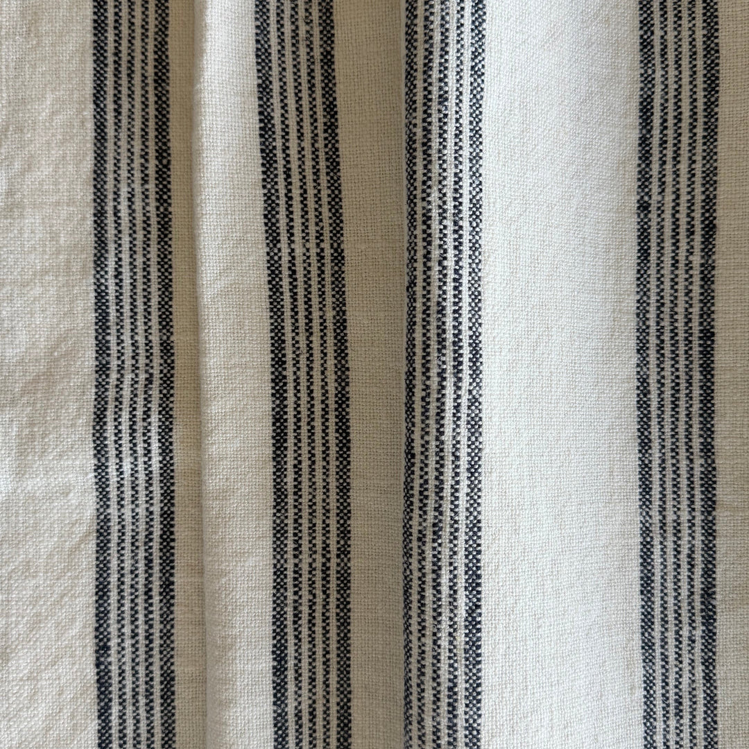 Mid-Weight Midnight Blue & Natural Stripes Linen & Rayon Blend (Made in India)