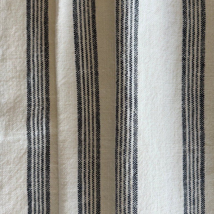 Mid-Weight Midnight Blue & Natural Stripes Linen & Rayon Blend (Made in India)