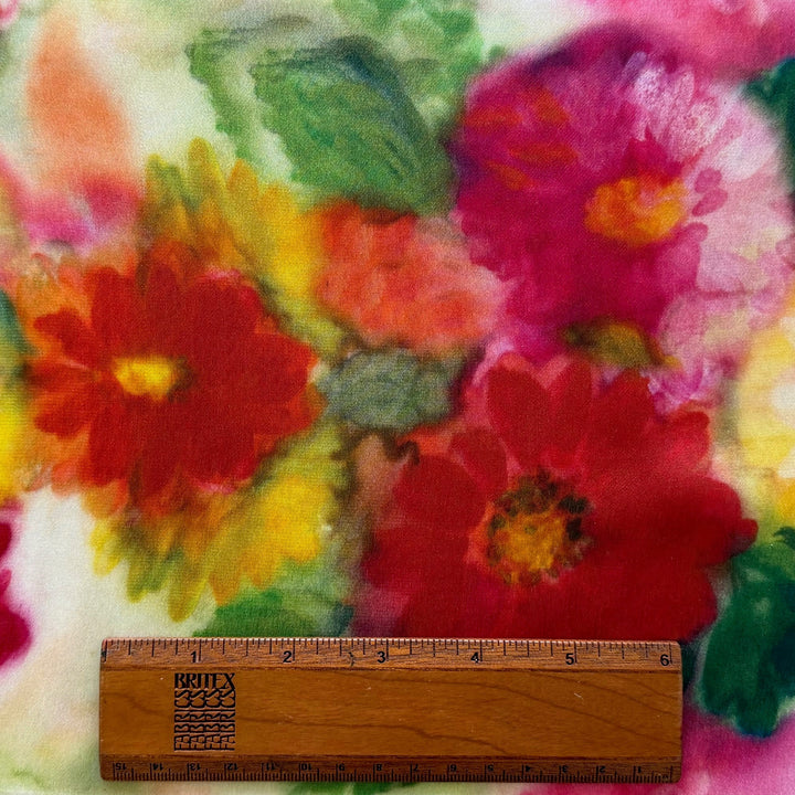 Luigi Verga Lighter-Weight Summer Gerbera Daisies Silk Charmeuse (Made in Italy)