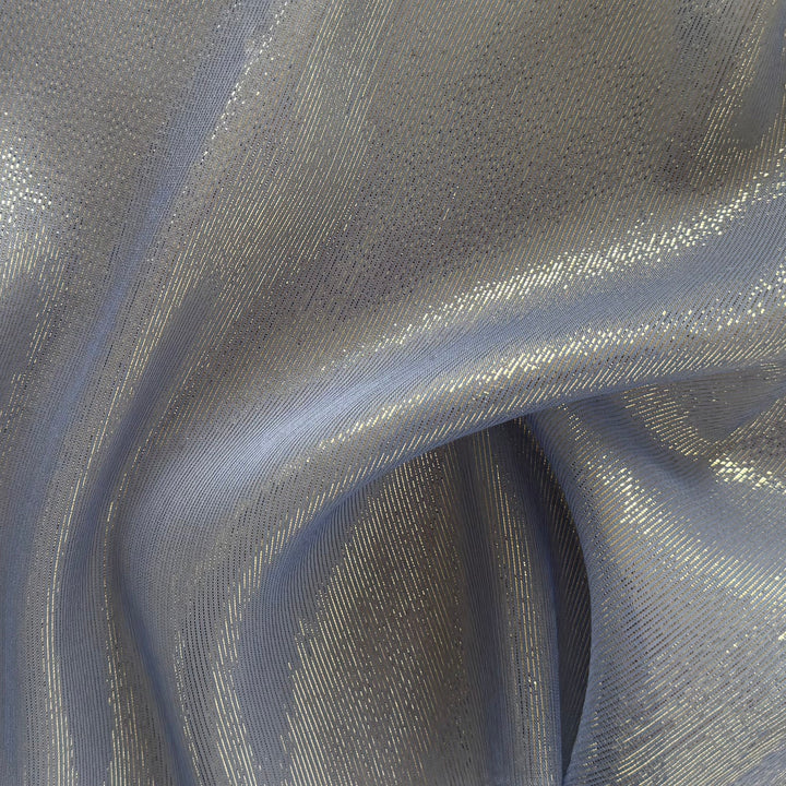 Sheer Celestial Clouds with Subtle Gold Metallic Hints Stretch Silk Chiffon