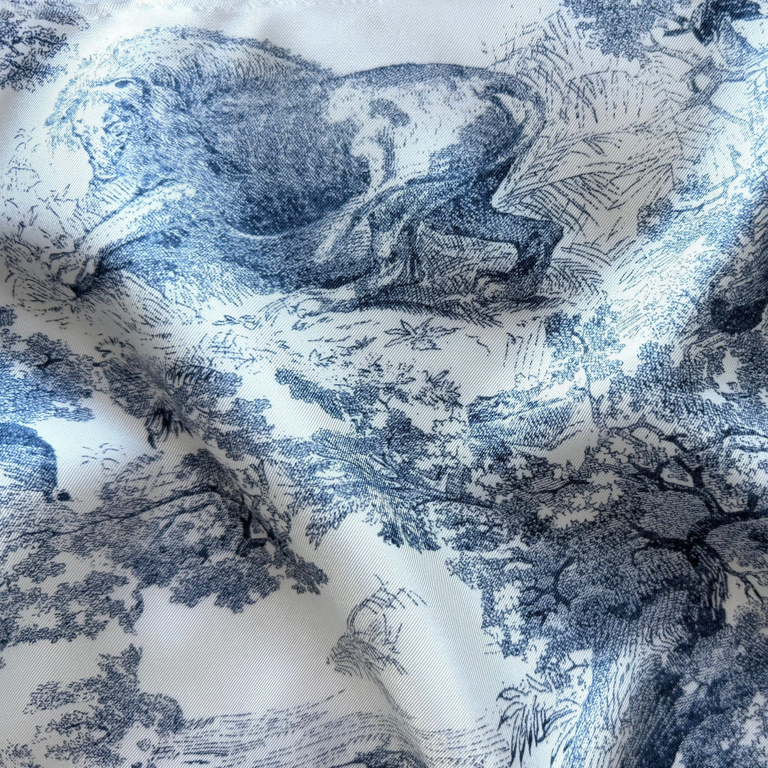 Mid-Weight Toile Lions & Chimps Silk Twill (Made in Italy)