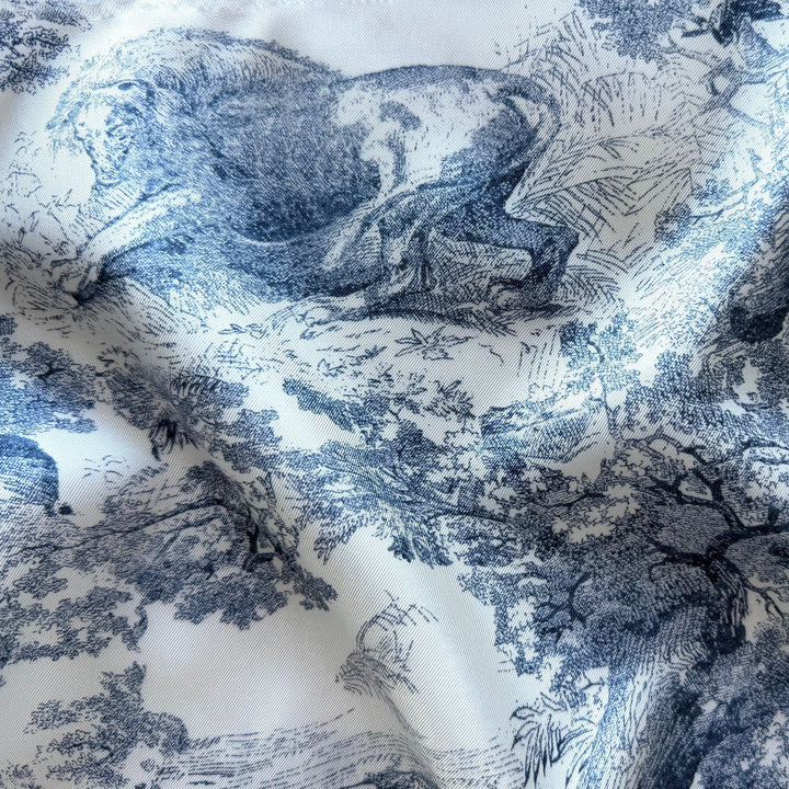 Mid-Weight Toile Lions & Chimps Silk Twill (Made in Italy)