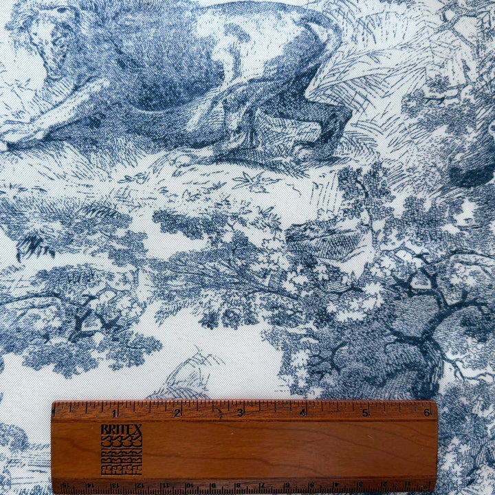 Mid-Weight Toile Lions & Chimps Silk Twill (Made in Italy)