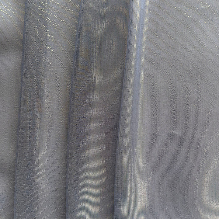Sheer Celestial Clouds with Subtle Gold Metallic Hints Stretch Silk Chiffon