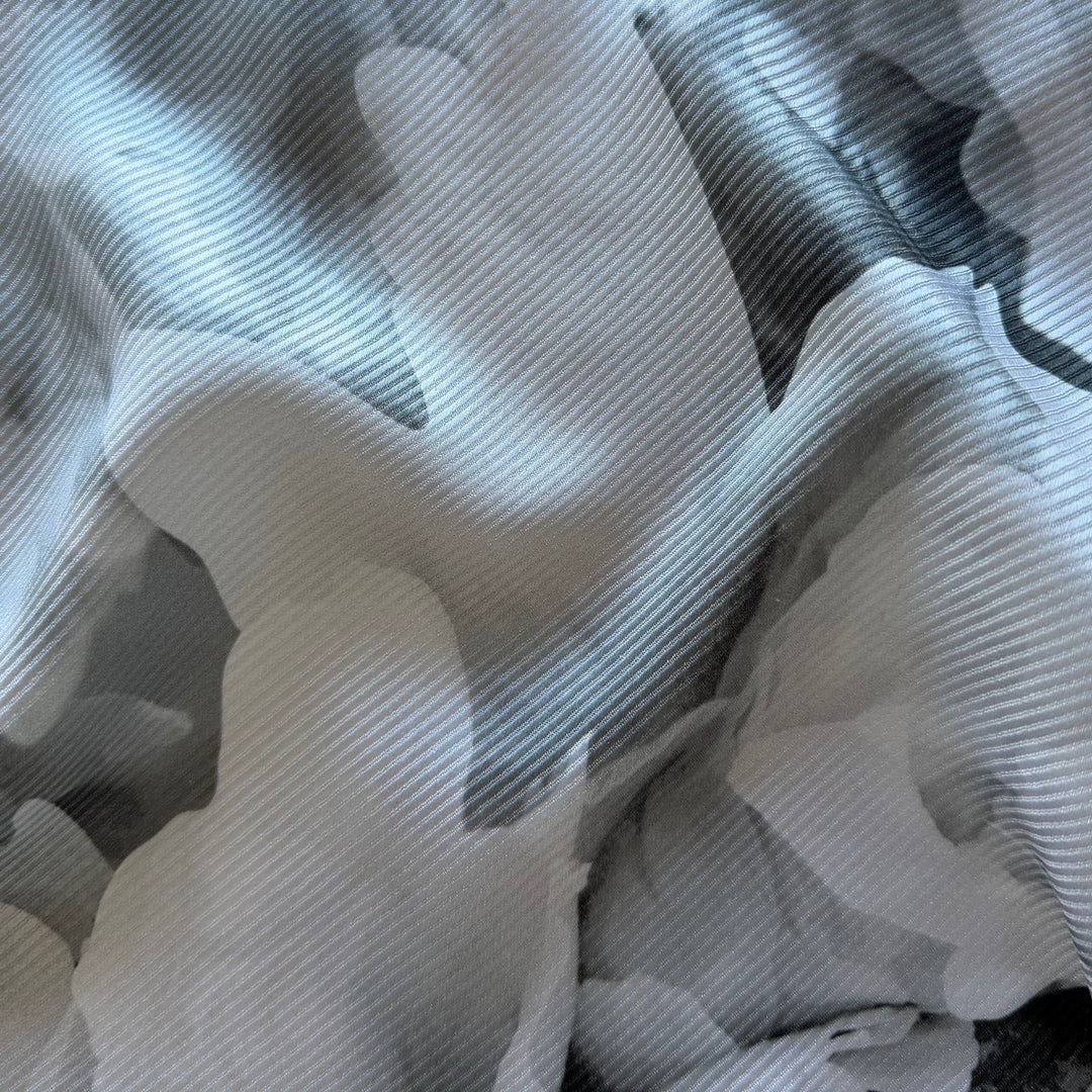 Digital Floral Monochrome Silk Twill (Made in Italy)