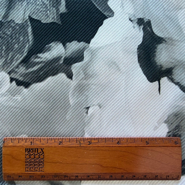 Digital Floral Monochrome Silk Twill (Made in Italy)