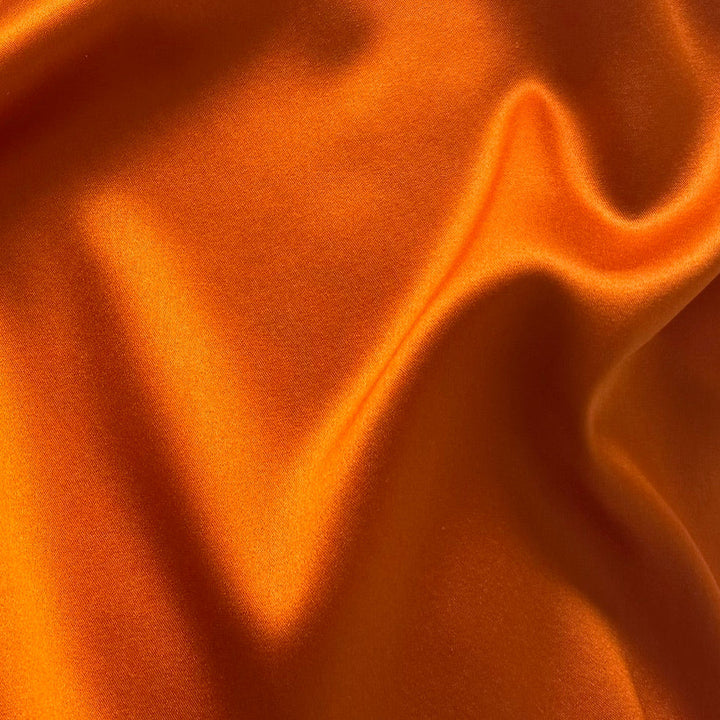 Elegant Mandarin Orange Stretch Silk Satin Charmeuse (Made in Italy)