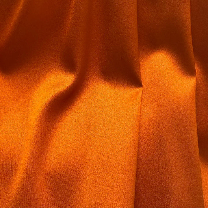 Elegant Mandarin Orange Stretch Silk Satin Charmeuse (Made in Italy)