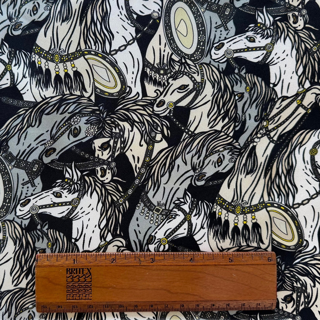 Frolicking Horse Herd Silk Twill (Made in Italy)