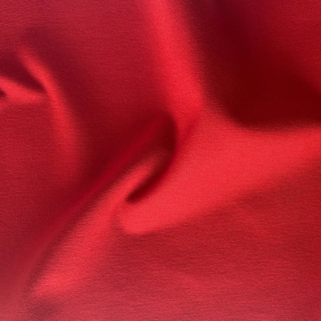 Mid-Weight High Quality Lipstick Red Rayon Viscose Blend Ponte Double-Knit