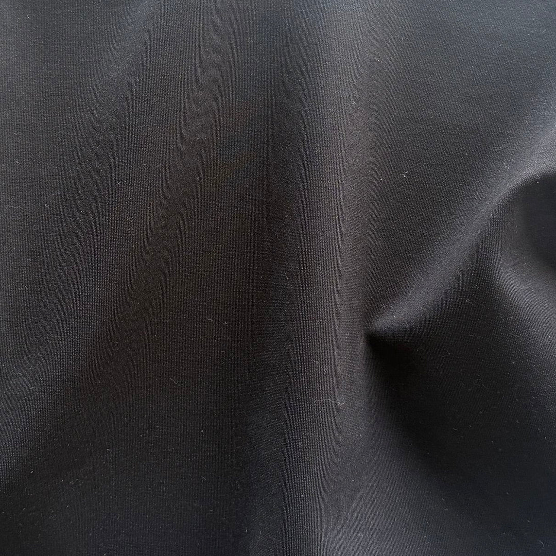 Mid-Weight High Quality Jet Black Rayon Viscose Blend Ponte Double-Knit