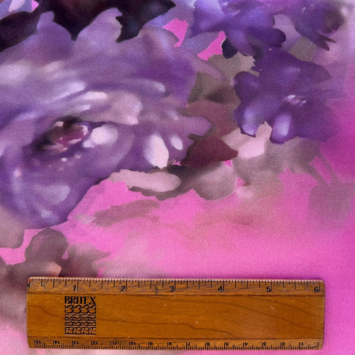 Glamorous Lavender Peonies Stretch Silk Satin Charmeuse (Made in Italy)