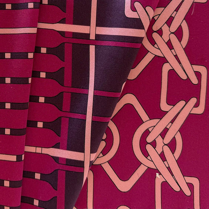 9" Border Print - Chic Celtic Precisionism Stretch Silk Satin Charmeuse (Made in Italy)