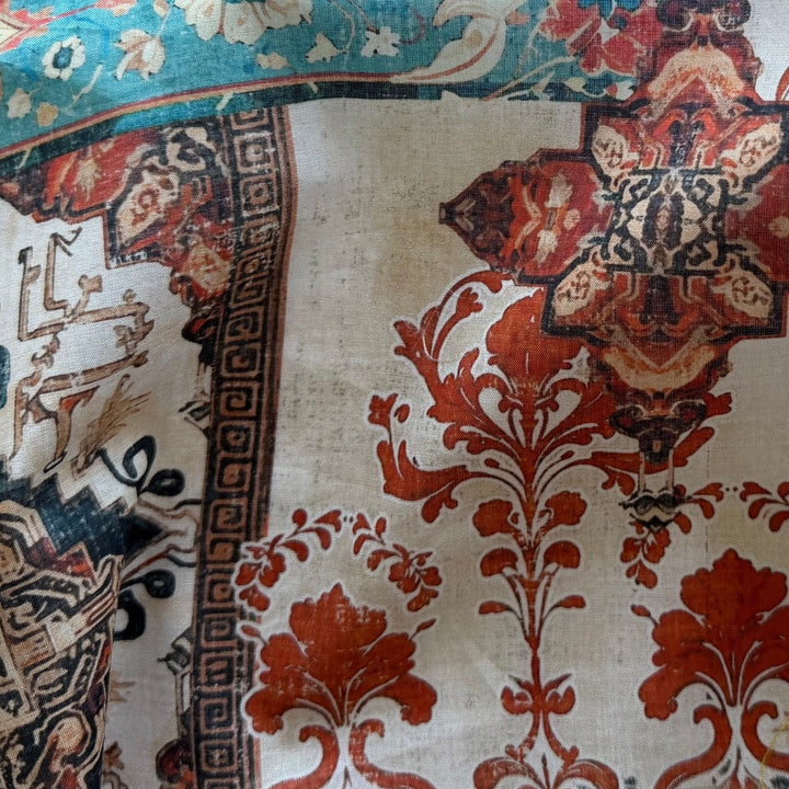 Semi-Sheer Asian Kilim Patchwork Cotton Lawn (Made in Italy)