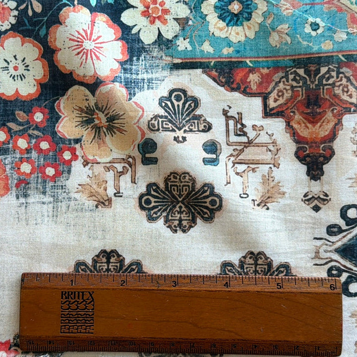 Semi-Sheer Asian Kilim Patchwork Cotton Lawn (Made in Italy)