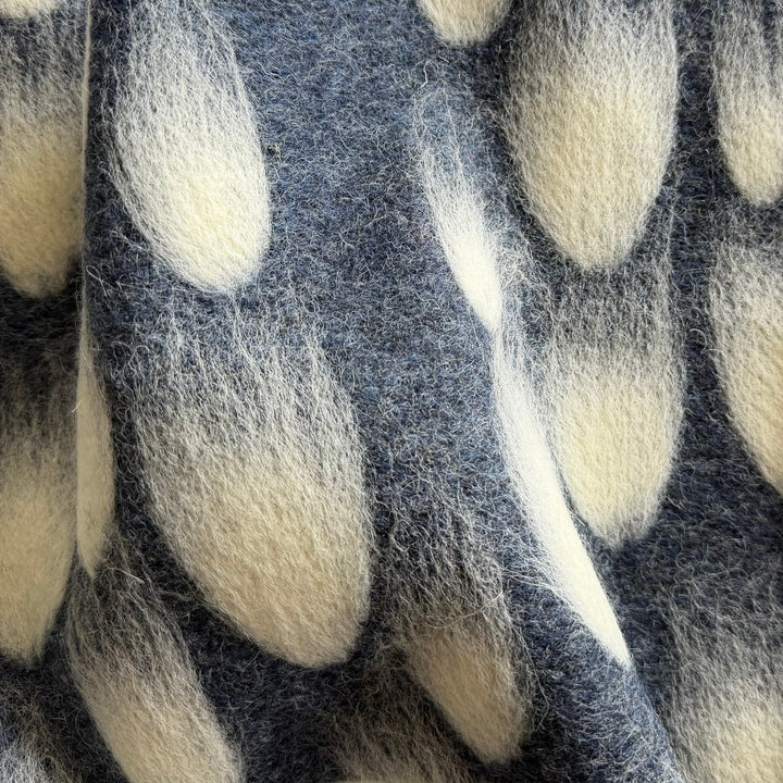 Mid-Weight Fluffy Meteorites Denim Felted Wool Coating (Made in Italy)