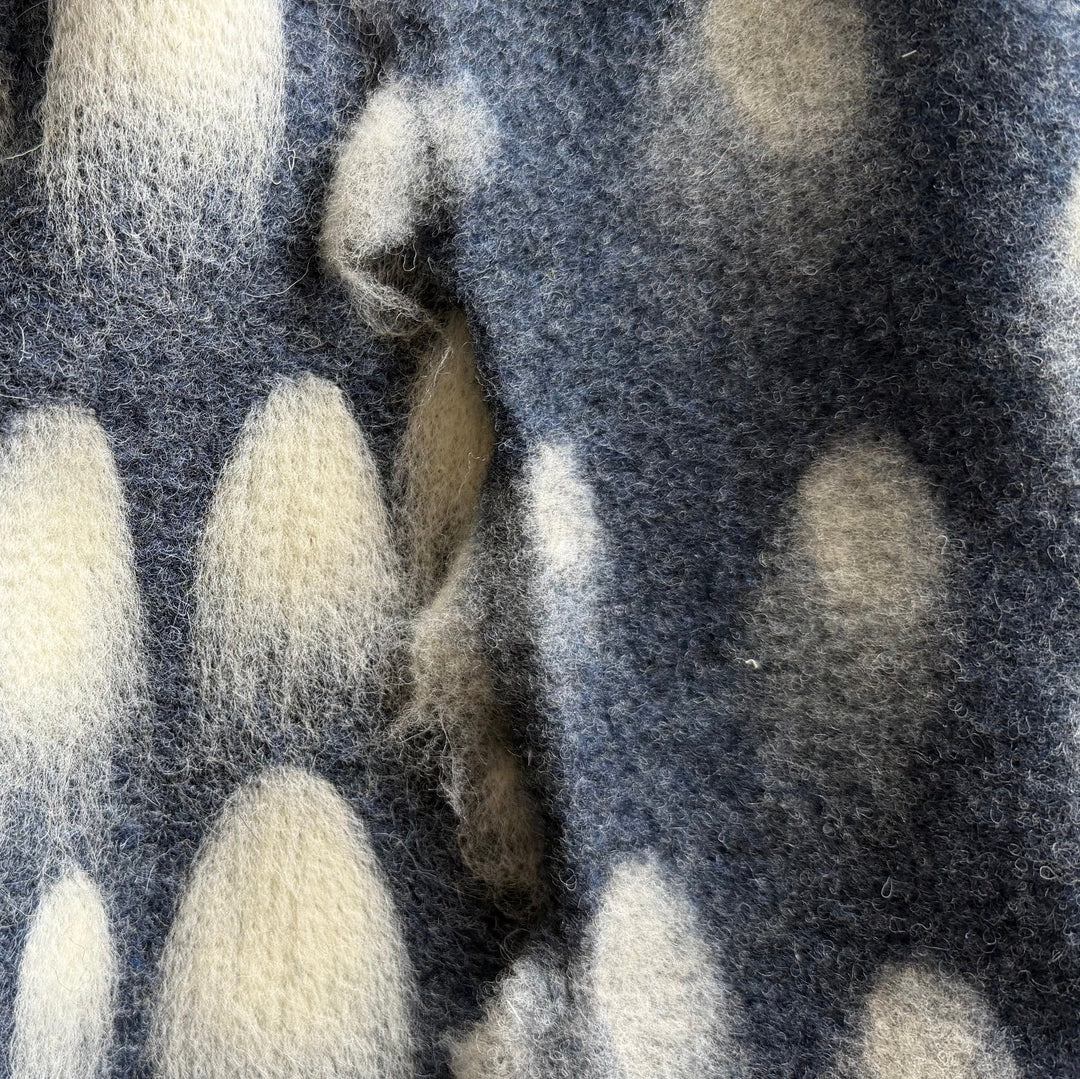 Mid-Weight Fluffy Meteorites Denim Felted Wool Coating (Made in Italy)