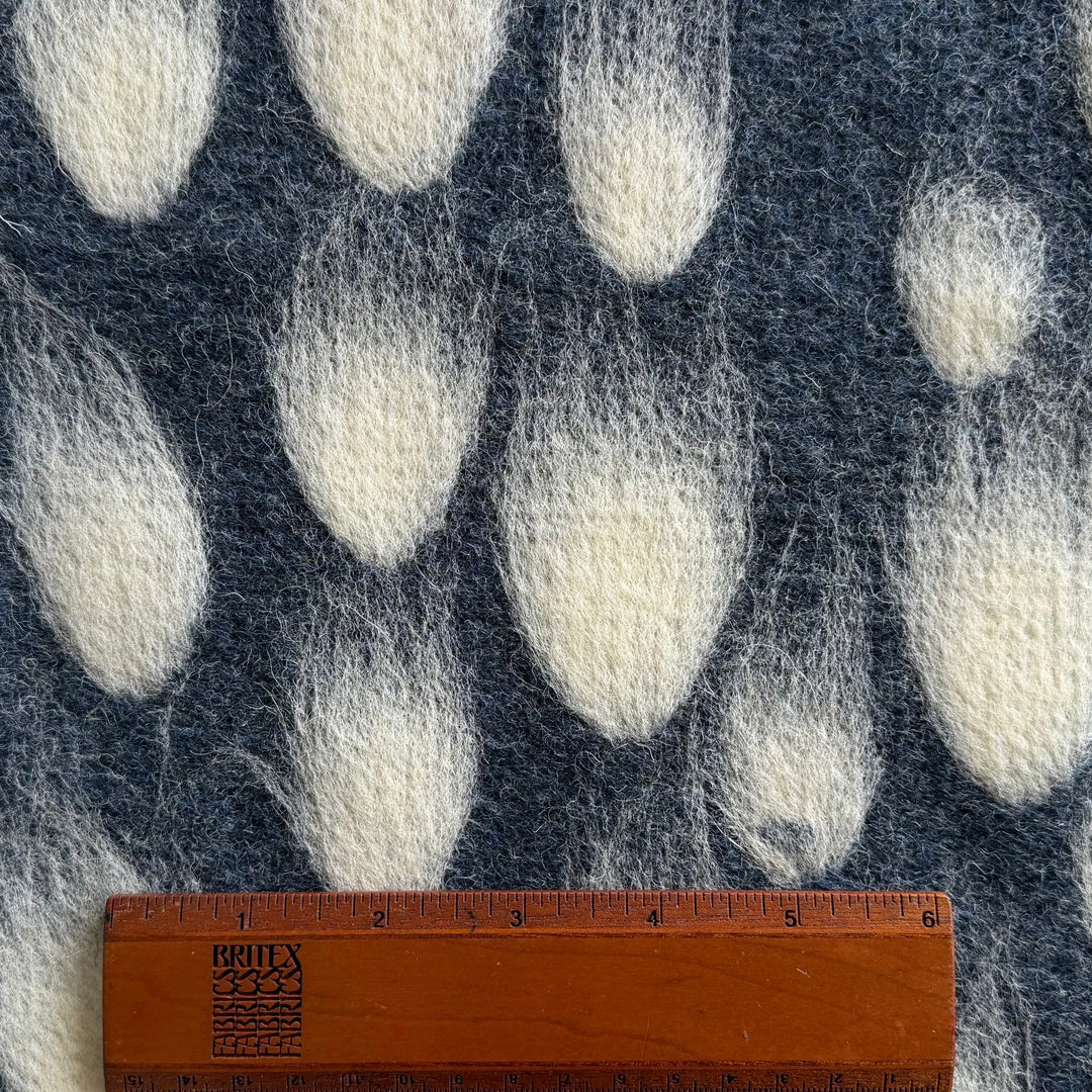 Mid-Weight Fluffy Meteorites Denim Felted Wool Coating (Made in Italy)