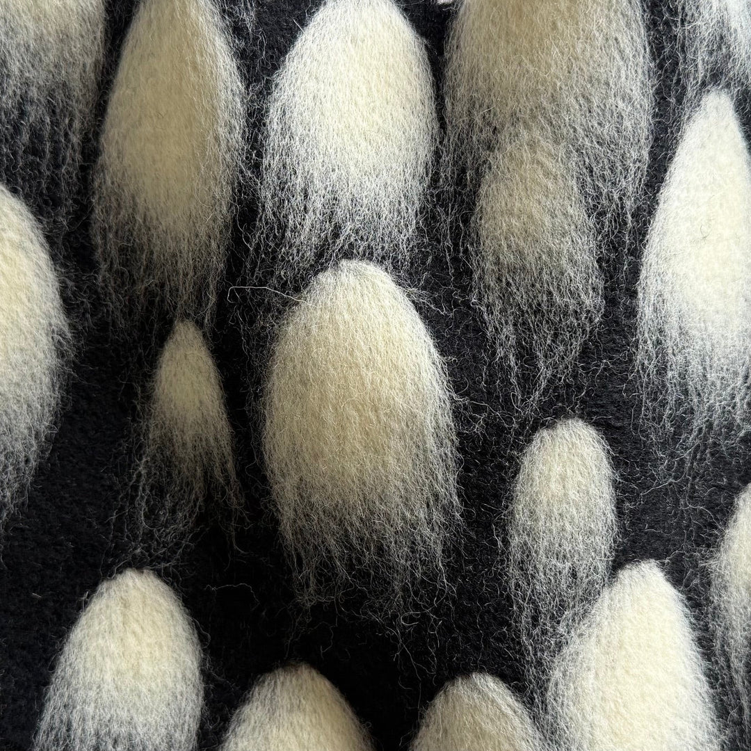 Mid-Weight Fluffy Meteorites Black Felted Wool Coating (Made in Italy)
