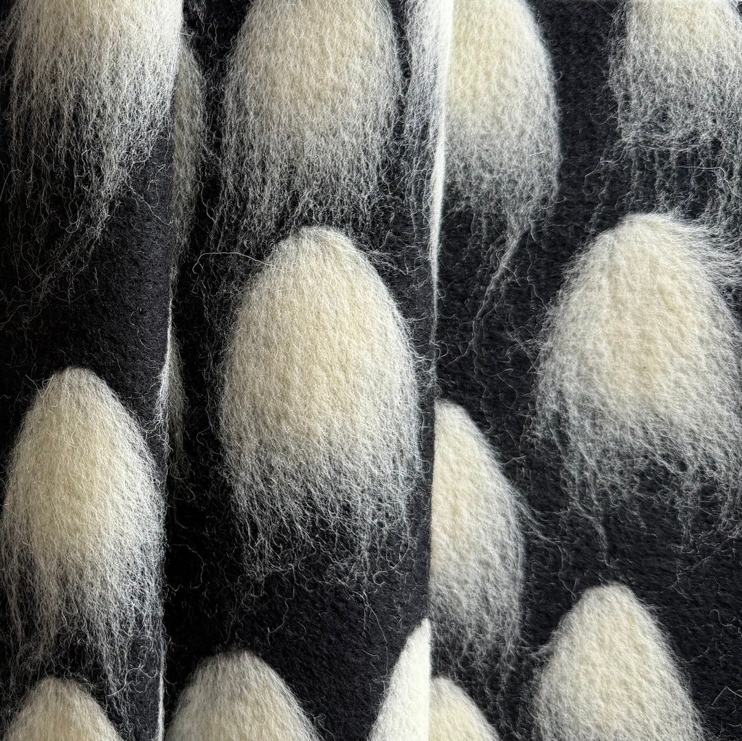 Mid-Weight Fluffy Meteorites Black Felted Wool Coating (Made in Italy)