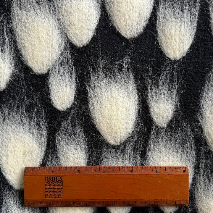Mid-Weight Fluffy Meteorites Black Felted Wool Coating (Made in Italy)