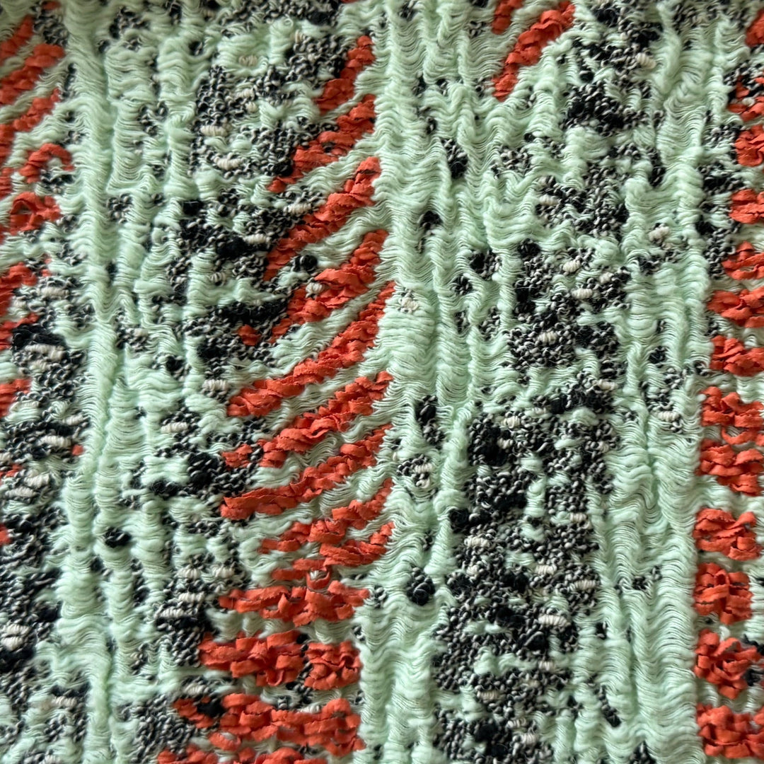 Couture Exquisite Mint & Coral Double-Sided Cotton Blend Bouclé (Made in Italy)