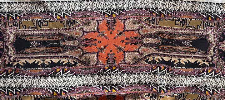 58" Panel - Etro Cantaloupe Kilim Silk Crepe De Chine (Made in Italy)