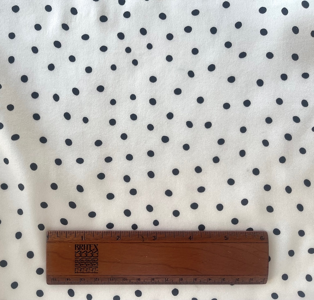 Random Scattered Black Dots on White Silk Satin Charmeuse (Made in Italy)