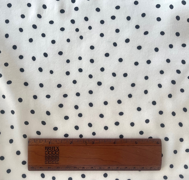 Random Scattered Black Dots on White Silk Satin Charmeuse (Made in Italy)
