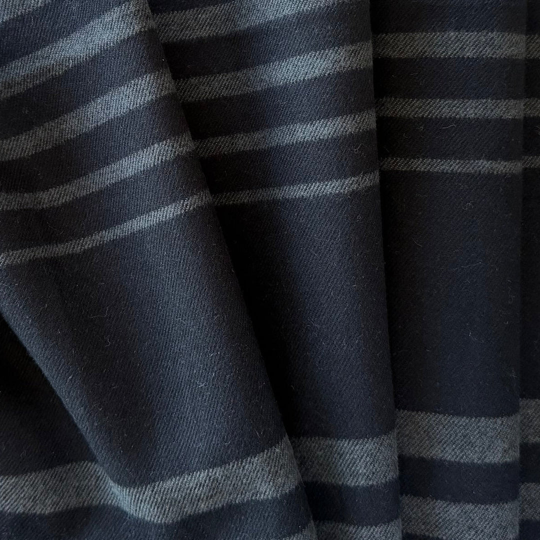 Crosswise Fossil Grey & Coal Black Striped Cotton Flannel