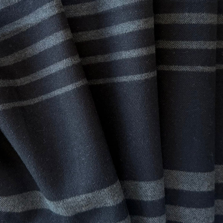 Crosswise Fossil Grey & Coal Black Striped Cotton Flannel