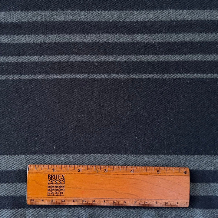Crosswise Fossil Grey & Coal Black Striped Cotton Flannel