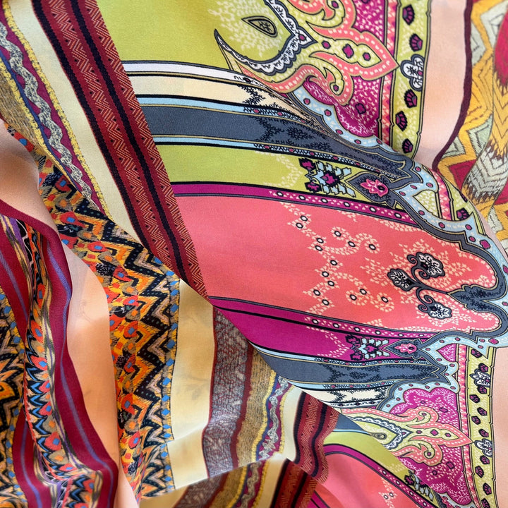 Etro Glowing Striped Kilim Silk Crepe de Chine (Made in Italy)