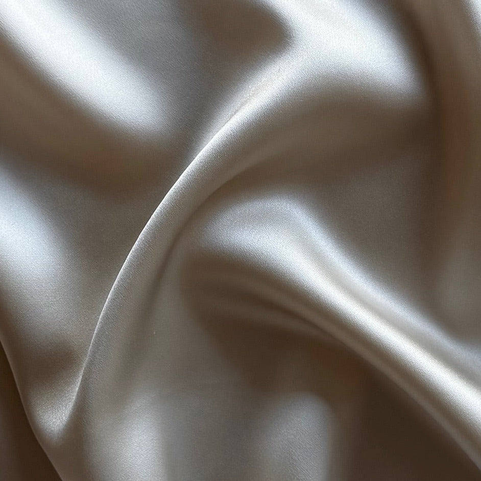 Cool Oyster Stretch Silk Satin Charmeuse (Made in Italy)