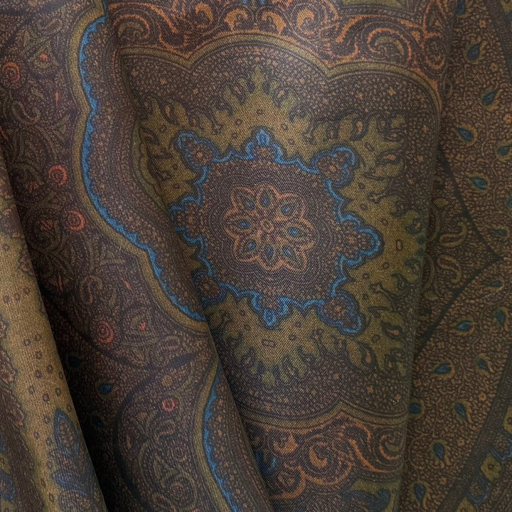 Moody Coffee Brown Paisley Rayon Bemberg Lining