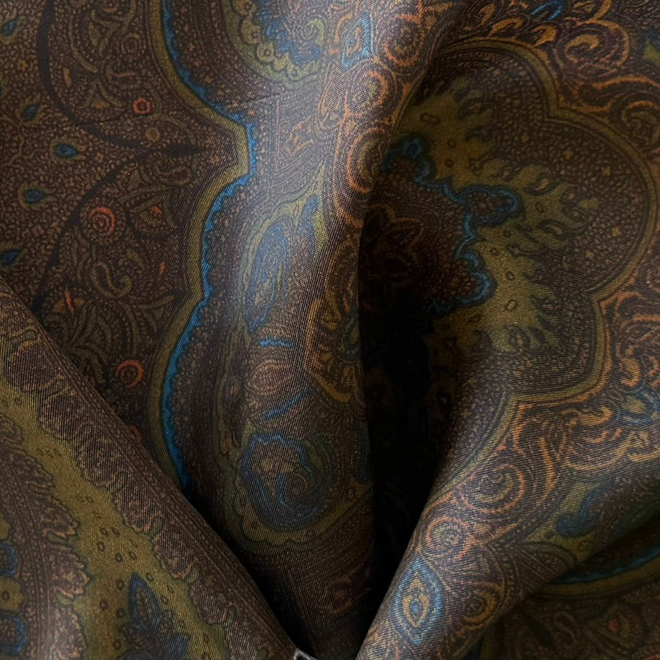 Moody Coffee Brown Paisley Rayon Bemberg Lining