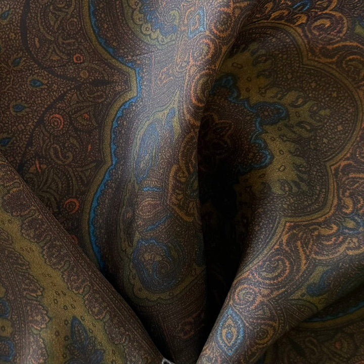 Moody Coffee Brown Paisley Rayon Bemberg Lining
