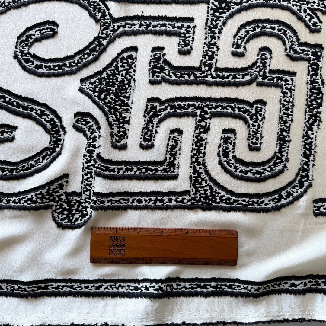 50" Panel - Coupe de Fil Embroidered Garden Maze Silk Satin Charmeuse (Made in Italy)