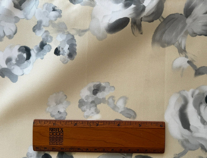 Romantic Monochromatic Peonies Crisp Polyester Mikado Twill